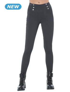 Leggings mit Knöpfen, schwarz