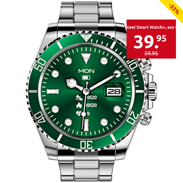 Smartwatch «Steel Smart Watch», aus Edelstahl, grün