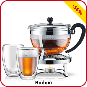 Teebereiter von Bodum mit Rechaud & 2 Gläsern