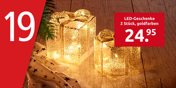 LED-Geschenke 2 Stück, goldfarben