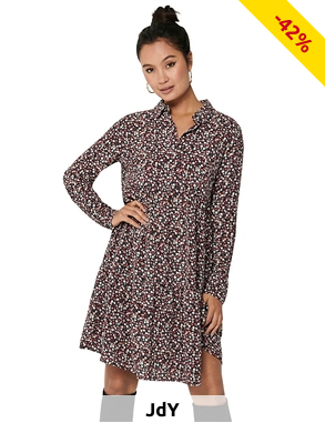 JACQUELINE de YONG Kleid mit Hemdkragen, schwarz bedruckt