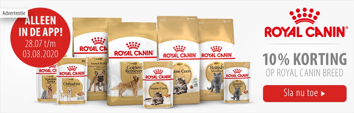 10% korting op Royal Canin Breed via de app!