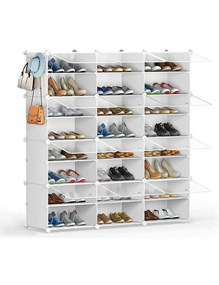 Schuhschrank, B 127 x H 126 x T 32 cm, 48 Paar Schuhe, weiss