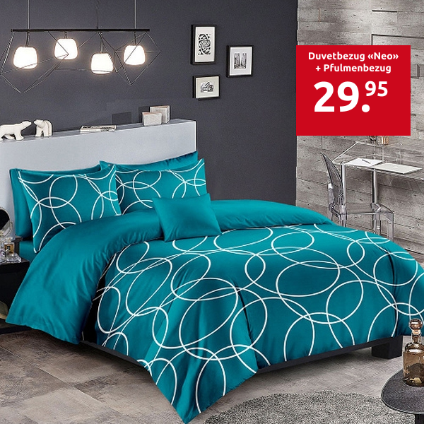 Duvetbezug «Neo» 160 x 210 cm + Pfulmenbezug 65 x 100 cm, blau
