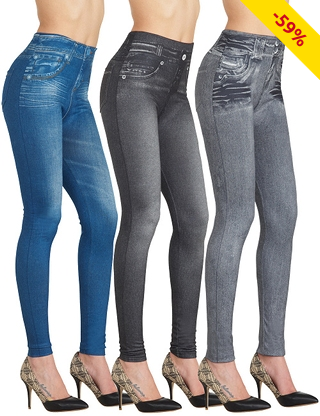 Shape Jeggings im 3er-Pack, schwarz, blau, grau