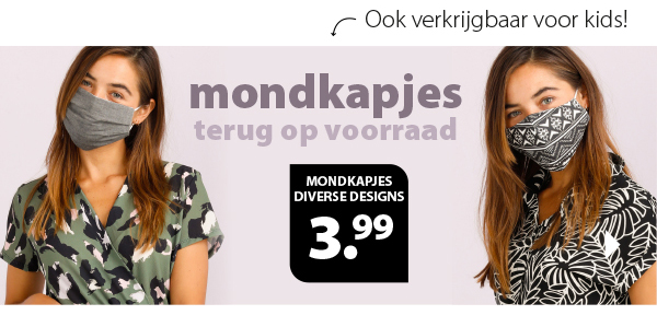 Mondkapjes voor 3,99 - ook voor kids!