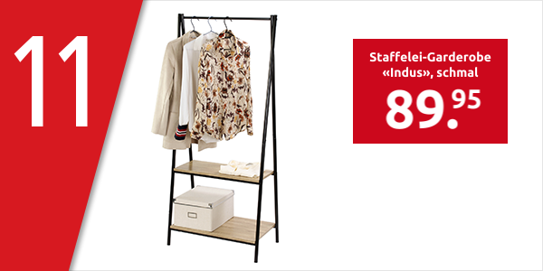 Staffelei-Garderobe «Indus», schmal, B 64,5 x H 151 x T 40 cm