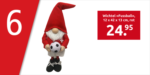 Wichtel «Fussball», 12 x 42 x 13 cm, rot