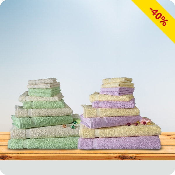 Frottee-Set, 10-teilig in Grün/Natur