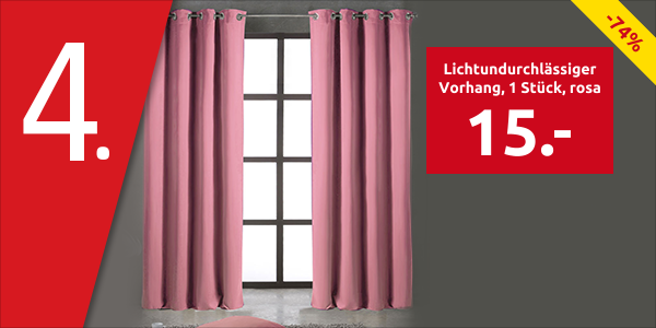 Lichtundurchlässiger Vorhang, 1 Stück, rosa
