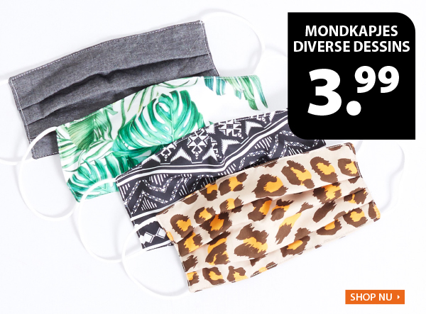 Katoenen wasbare mondkapjes met leuke prints voor maar 3.99 euro