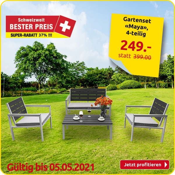 Gartenset «Maya», 4-teilig, weiss/grau