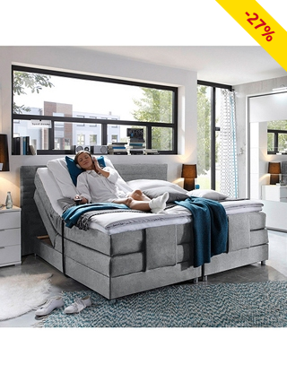 Elektrisches Boxspringbett «Elisande» grau, 160 x 200 cm