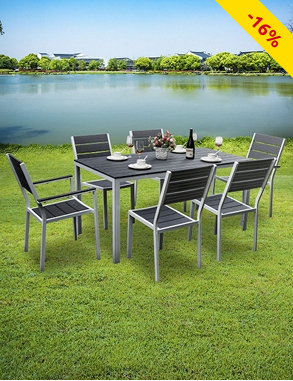 Gartenset «Cancun», 7-teilig, weiss/ grau