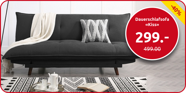 Dauerschlafsofa «Kiss», Stoffbezug anthrazit