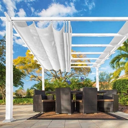 Aluminium Pergola, Pavillon Paragon Outdoor Florida 10x10 mit verstellbarem Sonnensegel 320 x 320 cm weiß