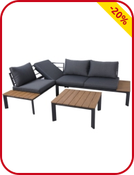 Gartenset «Orchid» Ecksofa Alu, grau/Holzoptik