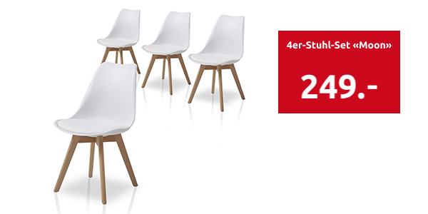 4er-Stuhl-Set «Moon», weiss
