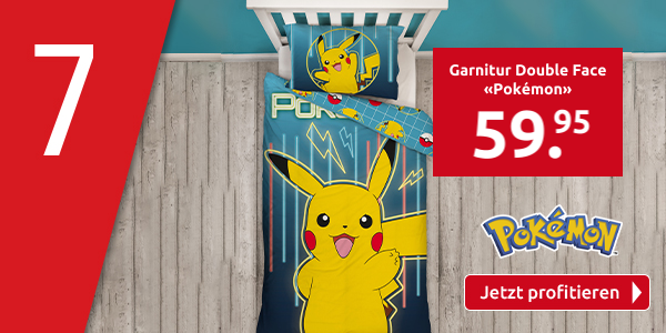 Garnitur Double Face «Pokémon» 160 x 210 cm + 65 x 100 cm