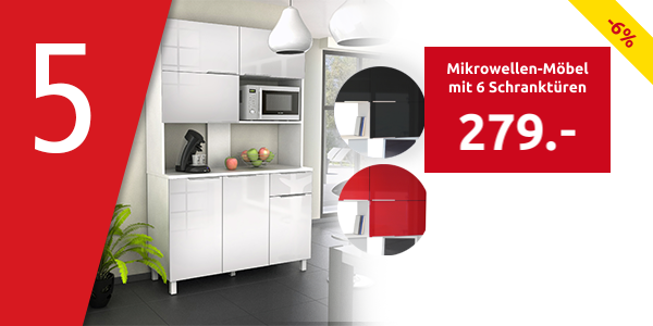 Mikrowellen-Möbel «Glossy» mit 6 Schranktüren, weiss