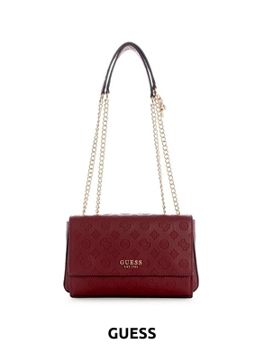 GUESS Umhängetasche «Sirrah Convertible», weinrot
