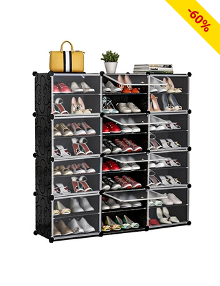 Schuhschrank, B 127 x H 126 x T 32 cm, 48 Paare, schwarz