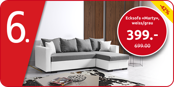 Ecksofa «Marty», weiss/grau