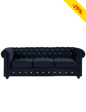 Sofa «Chesterfield», schwarz mit Strass