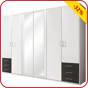 Kleiderschrank 6 Türen, B 270 x H 208 x T 58 cm