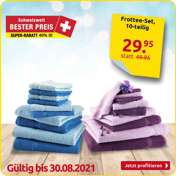 10-teiliges Frottee-Set, superflauschig, violett/lila