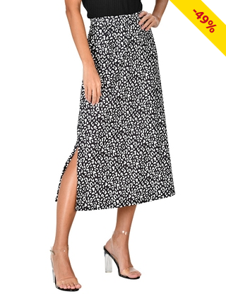Jupe aus Feinjersey, schwarz/weiss bedruckt