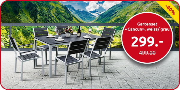 Gartenset «Cancun», weiss/ grau