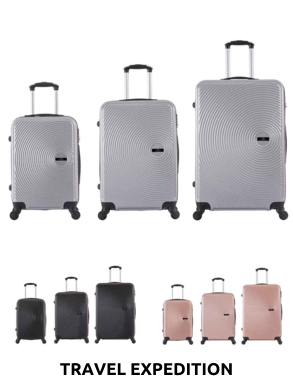 TRAVEL EXPEDITION Koffer «Ibiza», 3er-Set, silber