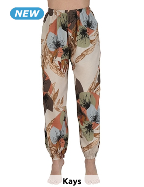 Fliessende Hose mit elastischer Taille, weiss bedruckt