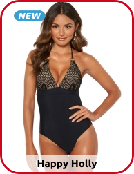 Einteiler mit Spitze von Happy Holly, schwarz