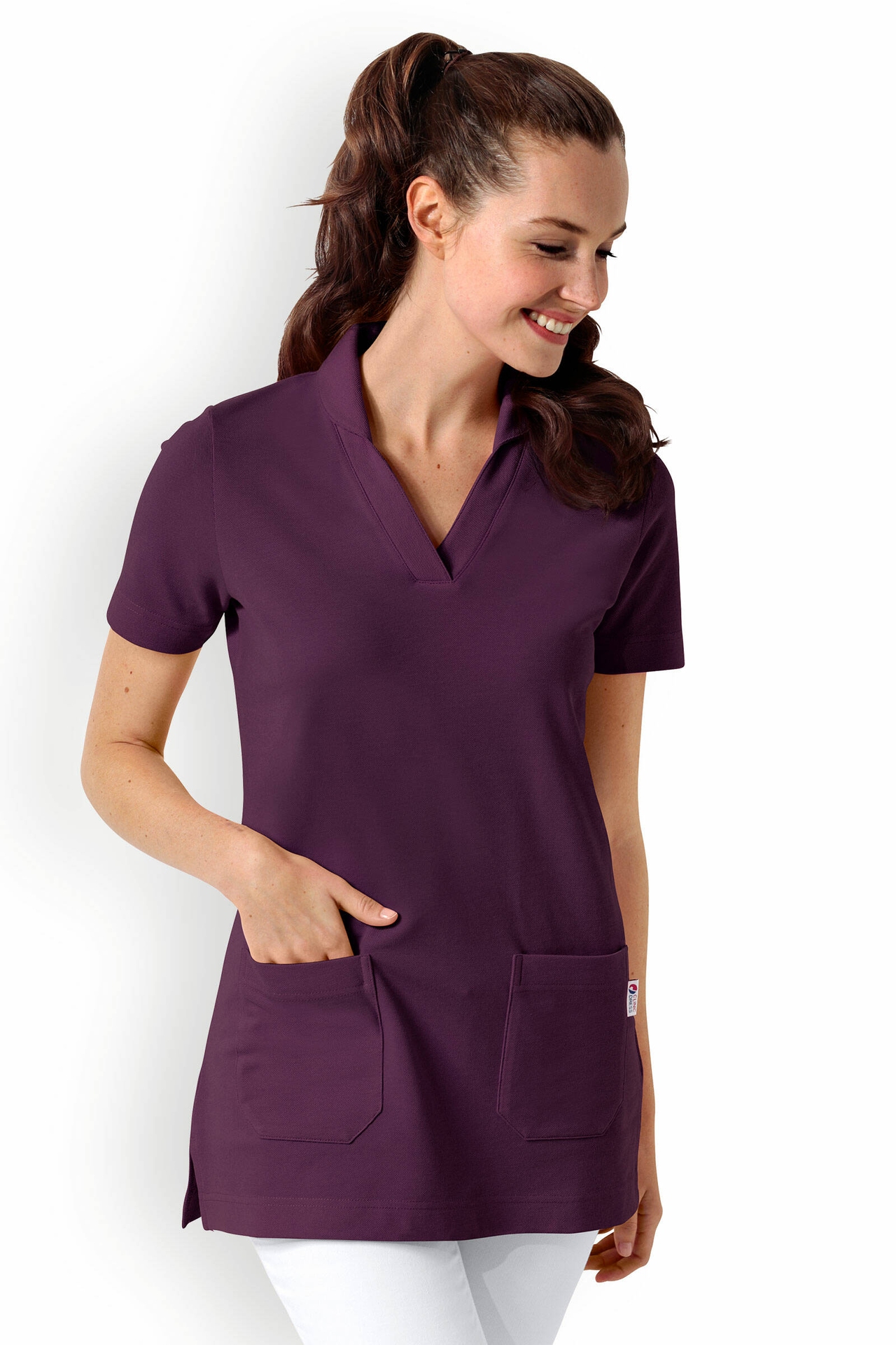 Piqué Longshirt Damen - mit Kragen