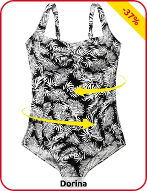 Badeanzug mit Feder-Alloverdruck, schwarz/bedruckt