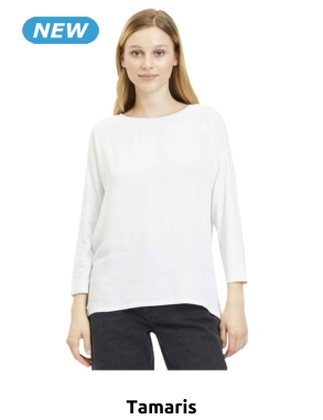 Tamaris T-Shirt «Burdur», 3/4 Ärmel, weiss