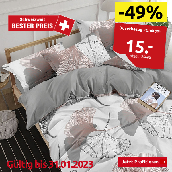 Duvetbezug «Ginkgo» 160 x 210 cm + Pfulmenbezug 65 x 100 cm
