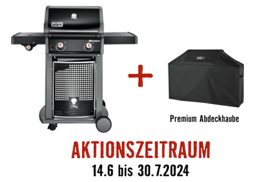 Gasgriller Weber Spirit E-220 classic schwarz mit 2 Brenner, Deckelthermometer, Fettauffangschale, Warmhalterost und Grillbesteckhalter