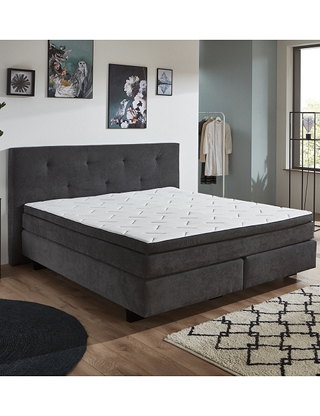 Boxspring-Bett «Evy», 180 x 200 cm, anthrazit