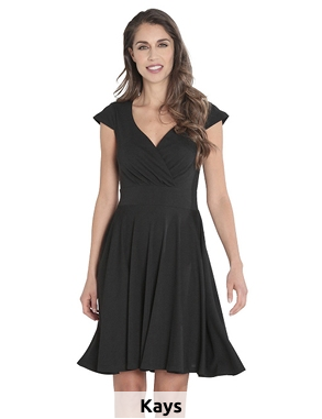 Kleid mit V-Ausschnitt in Wickeloptik, schwarz