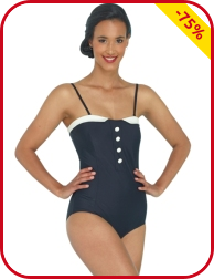 Einteiler mit Dekoknöpfen, schwarz/weiss