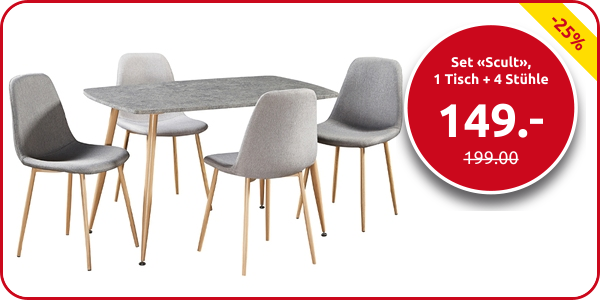 Möbel-Set «Scult», 1 Tisch + 4 Stühle