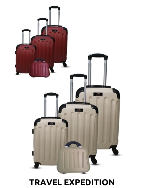 TRAVEL EXPEDITION Kofferset «Star», 4-teilig, H 57/67/77 cm, light, rot