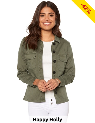 Jacke mit Schnallengürtel von Happy Holly, khaki