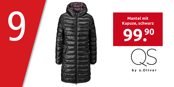 Q/S by s.Oliver Mantel mit Kapuze, schwarz