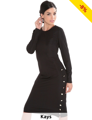 Kleid mit Knöpfen, schwarz