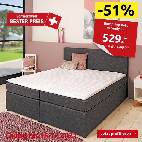Boxspring-Bett «Trendy 2», feste Matratze, 160 x 200 cm, schwarz