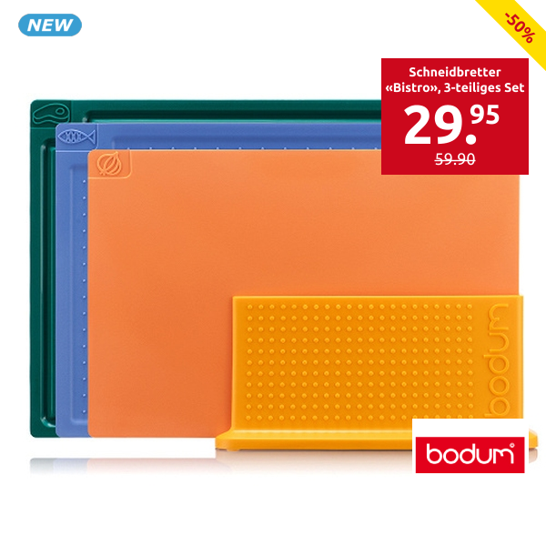Bodum Schneidbretter «Bistro», 3-teiliges Set, mit Halter